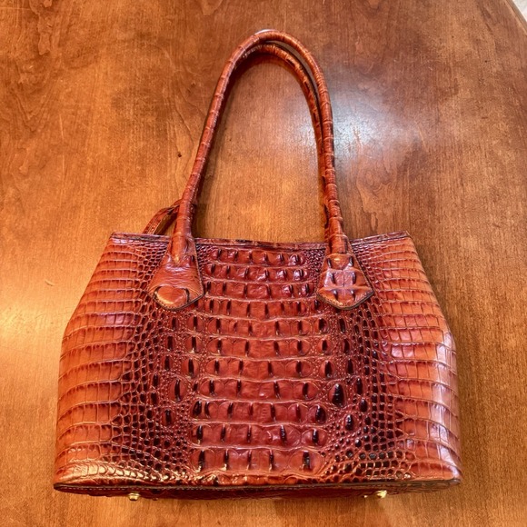 BRAHMIN MELBOURNE OR ANYTIME TOTE CROCODILE SHOULDER BAG GREAT COND - Picture 4 of 16